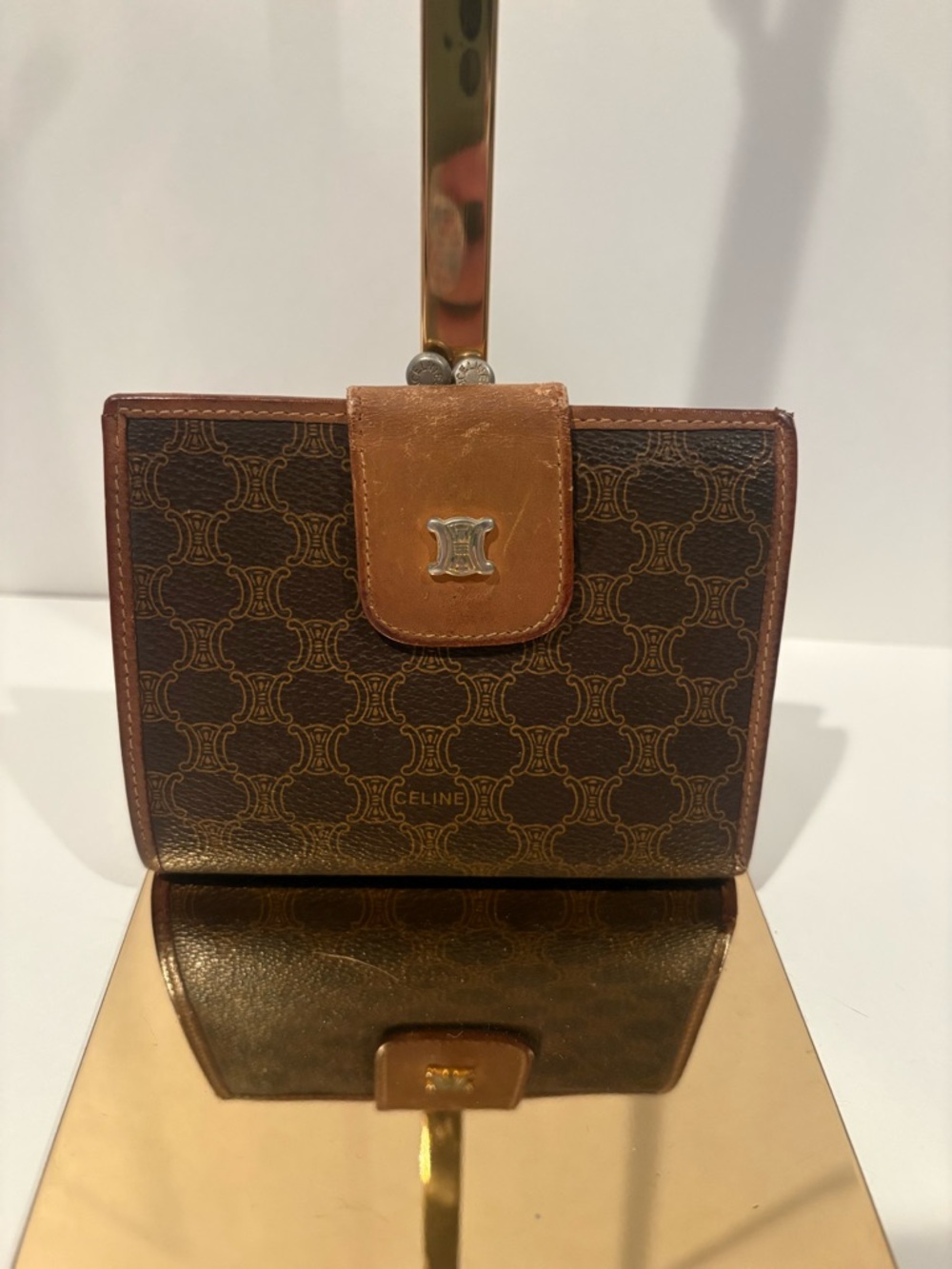 Celine vintage brown kiss lock small wallet